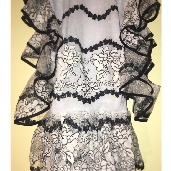 ASOS DESIGN Light Blue Premium Lace Midi Dress w/ Peplum Frill Hem Sz. 2 - Picture 5 of 11